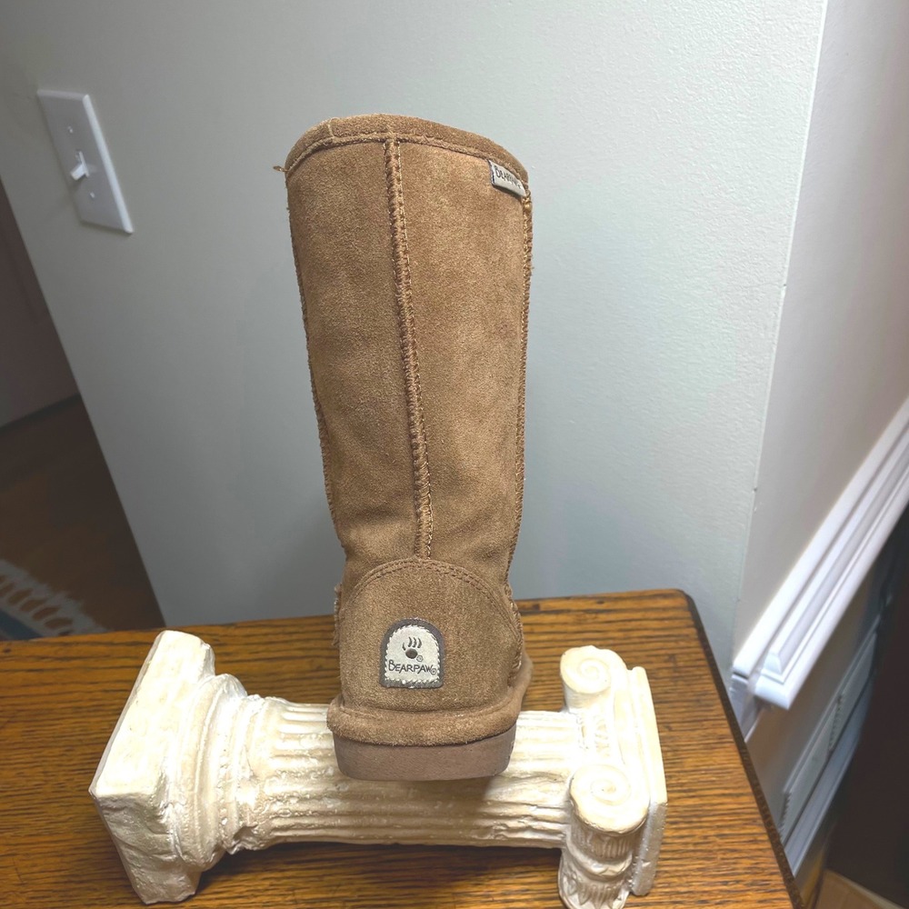 Bearpaw Emma Tall Youth Size 4 Hickory Brown Suede Sheepskin Lined Winter Boots - Picture 13 of 16